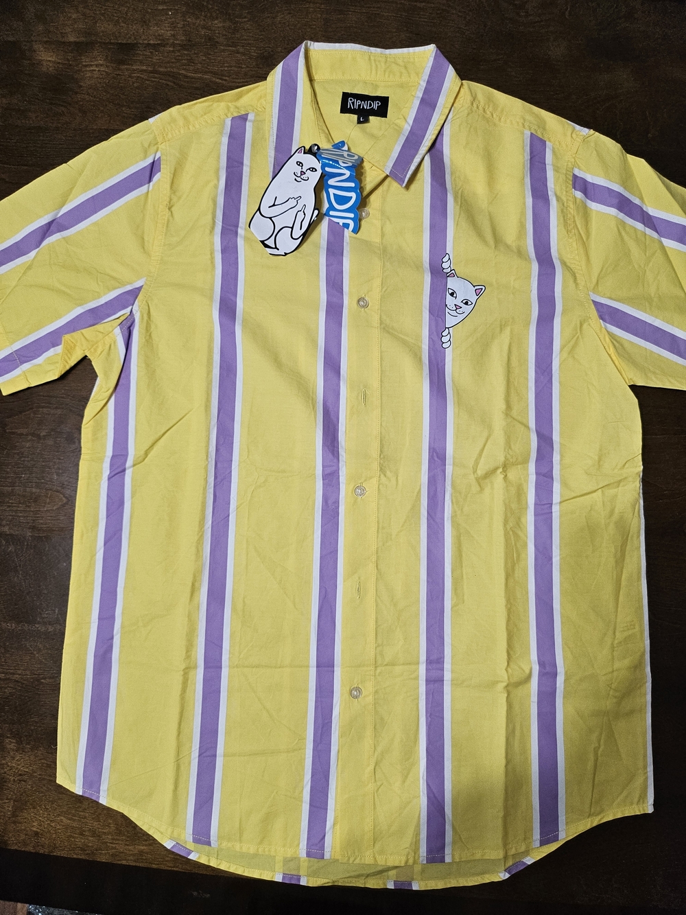 Ripndip Yellow & Lavender Stripe Short Sleeve Button-Up Shirt